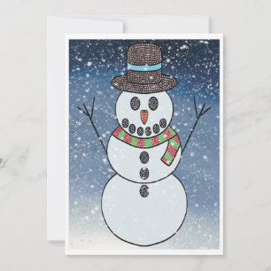 Snowman w/BG - Grußkarte Feiertagskarte