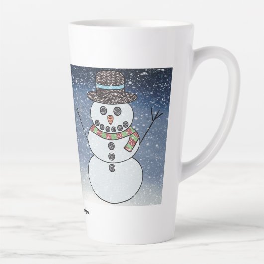 Snowman w/BG - Latte Tasse (Rechts)