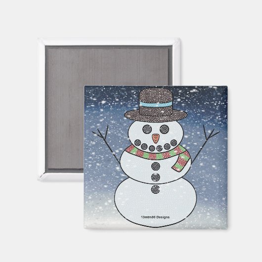 Snowman w/BG - Magnet (Vorderseite/Rückseite)