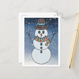 Snowman w/BG - Postkarte