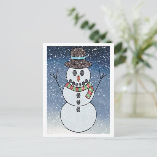 Snowman w/BG - Postkarte (Stehend Vorderseite)