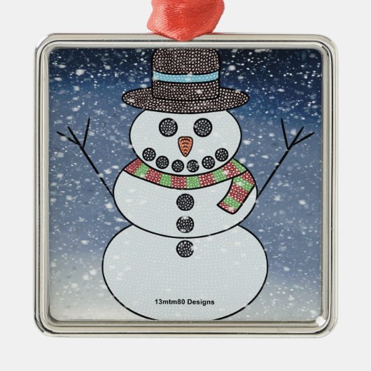 Snowman w/BG - Premium Ornament Aus Metall (Vorne)