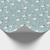 Snowman W/Blue Hats & Scarves auf Blue Floral Geschenkpapier (Ecke)