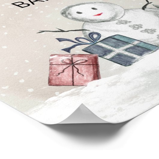 Snowman Warm auf der heißen Schokolade-Bar Poster (Ecke)