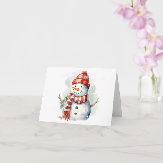 Snowman Watercolor Karte (Orchidee)
