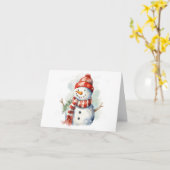 Snowman Watercolor Karte (Gelbe Blume)