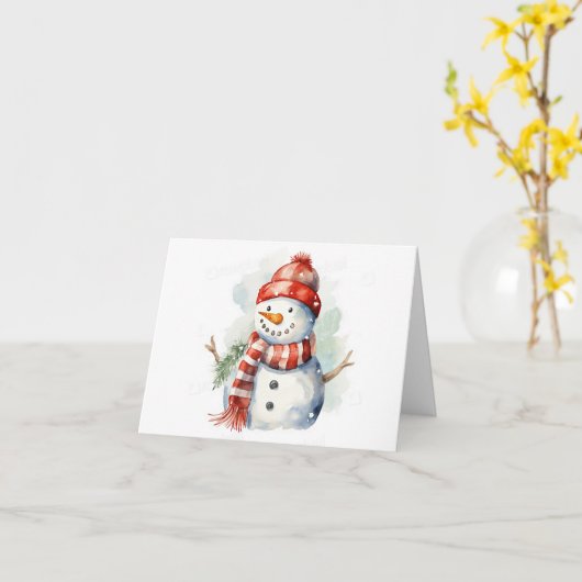 Snowman Watercolor Karte (Gelbe Blume)