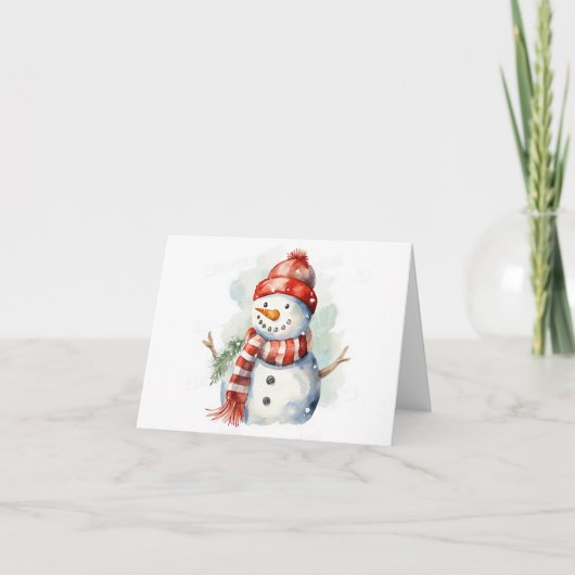 Snowman Watercolor Karte (Vorderseite)