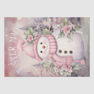 Snowman Watercolor Pink Winter Christmas Tissue Pa Seidenpapier