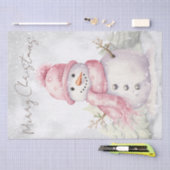 Snowman Watercolor Pink Winter Weihnachten Seidenpapier (Handwerk)