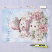 Snowman Watercolor Pink Winter Weihnachten Seidenpapier (Handwerk)