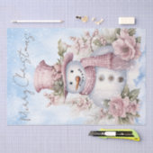 Snowman Watercolor Pink Winter Weihnachten Seidenpapier (Handwerk)