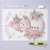 Snowman Watercolor Pink Winter Weihnachten Seidenpapier (Handwerk)