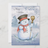 Snowman Watercolor Script Modern Frohe Weihnachten (Vorderseite)