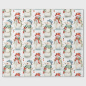 Snowman Watercolor Weihnachten Geschenkpapier (Flach)