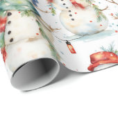 Snowman Watercolor Weihnachten Geschenkpapier (Rolleneckpunkt)