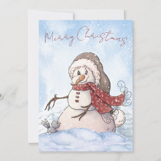 Snowman Watercolor Winter Weihnachten (Vorderseite)