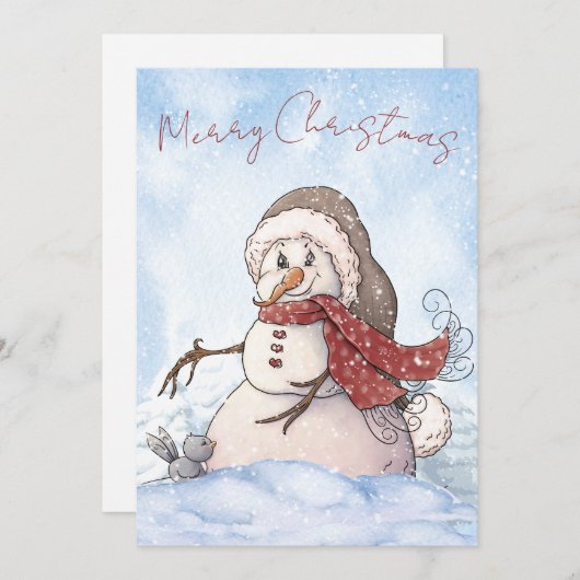 Snowman Watercolor Winter Weihnachten (Vorne/Hinten)