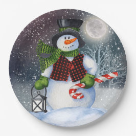 Snowman Watercolor Winter Weihnachten Pappteller