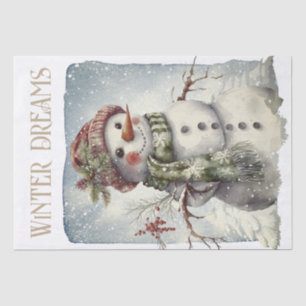 Snowman Watercolor Winter Weihnachten Seidenpapier