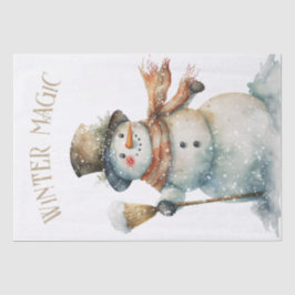 Snowman Watercolor Winter Weihnachten Seidenpapier