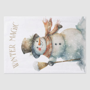 Snowman Watercolor Winter Weihnachten Seidenpapier