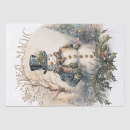 Snowman Watercolor Winter Weihnachten Seidenpapier