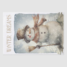 Snowman Watercolor Winter Weihnachten Seidenpapier