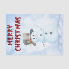 Snowman Watercolor Winter Weihnachten Seidenpapier