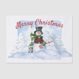 Snowman Watercolor Winter Weihnachten Seidenpapier