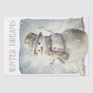 Snowman Watercolor Winter Weihnachten Seidenpapier