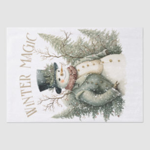 Snowman Watercolor Winter Weihnachten Seidenpapier