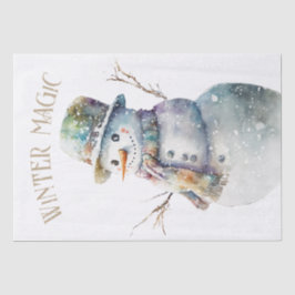 Snowman Watercolor Winter Weihnachten Seidenpapier