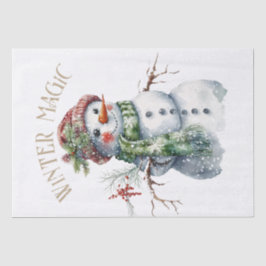 Snowman Watercolor Winter Weihnachten Seidenpapier