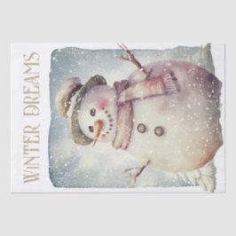 Snowman Watercolor Winter Weihnachten Seidenpapier
