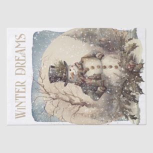 Snowman Watercolor Winter Weihnachten Seidenpapier