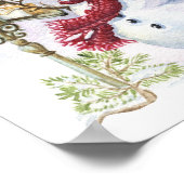 Snowman Watercolor Winter Weihnachtsdekoution Poster (Ecke)
