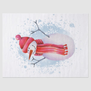 Snowman Watercolor Winter Weihnachtszettel Seidenpapier