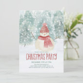 Snowman Watercolor Winter Woodland Weihnachten Par Einladung (Stehend Vorderseite)