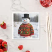 Snowman Wearing an Christmas Ugly Sweater Serviette (Beispiel)