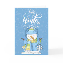 Snowman Wearing Blue - Hallo Winter