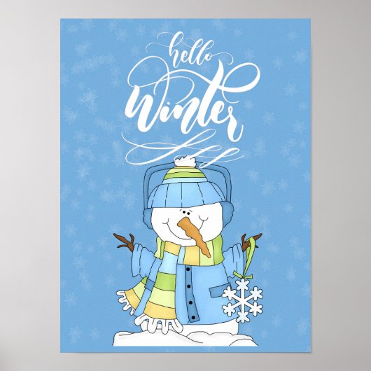 Snowman Wearing Blue - Hallo Winter Poster (Vorne)