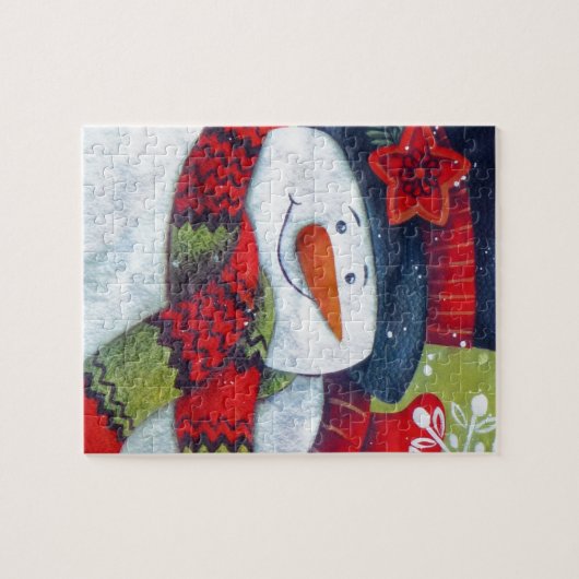 Snowman Wearing Scarf Puzzle (Horizontal)