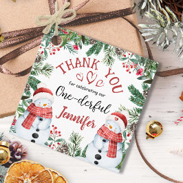 Snowman Weihnachten 1. Geburtstag Vielen Dank für Geschenkanhänger