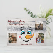 Snowman Weihnachts-Fotokarte Feiertagskarte (Stehend Vorderseite)