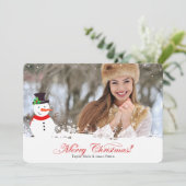 Snowman Weihnachts-Fotokarte Feiertagskarte (Stehend Vorderseite)