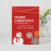 Snowman Weihnachts-Party Einladung, Weihnachtsaben Einladung (Stehend Vorderseite)