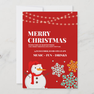 Snowman Weihnachts-Party Einladung, Weihnachtsaben Einladung