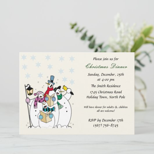 Snowman Weihnachts-Party Einladungen (Stehend Vorderseite)