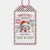 Snowman Weihnachts-Sonderlieferung von Sant Geschenkanhänger (Vorderseite)